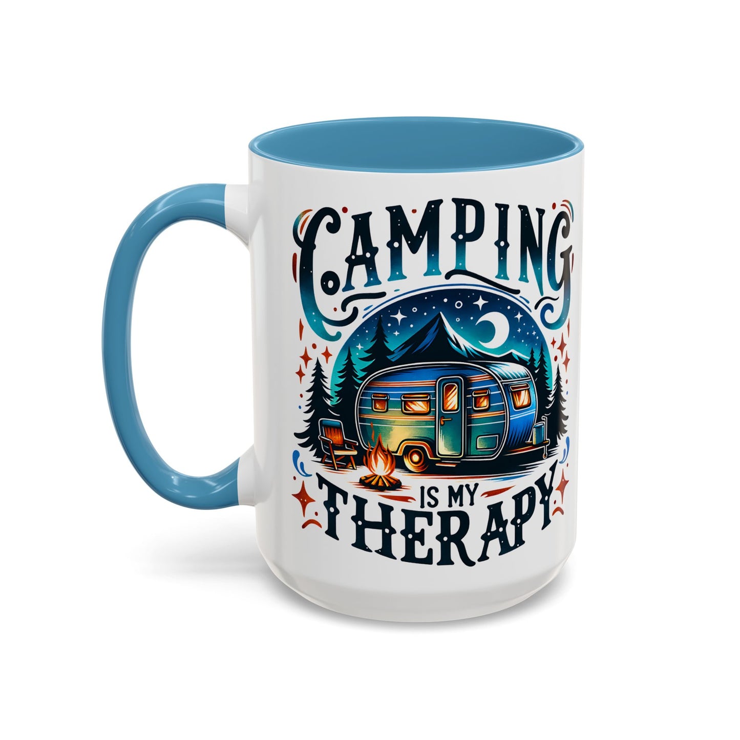 Camping Coffee Mug - 'Camping Is My Therapy' Accent Ceramic Mug (11/15oz)