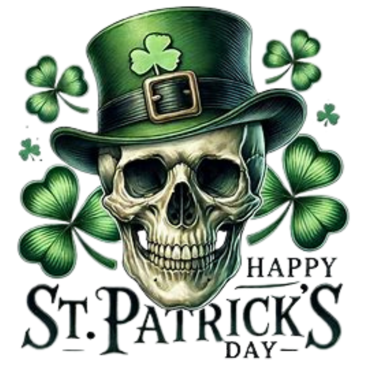 St. Patrick's Day Skull T-Shirt – Green Shamrock Leprechaun Hat Tee