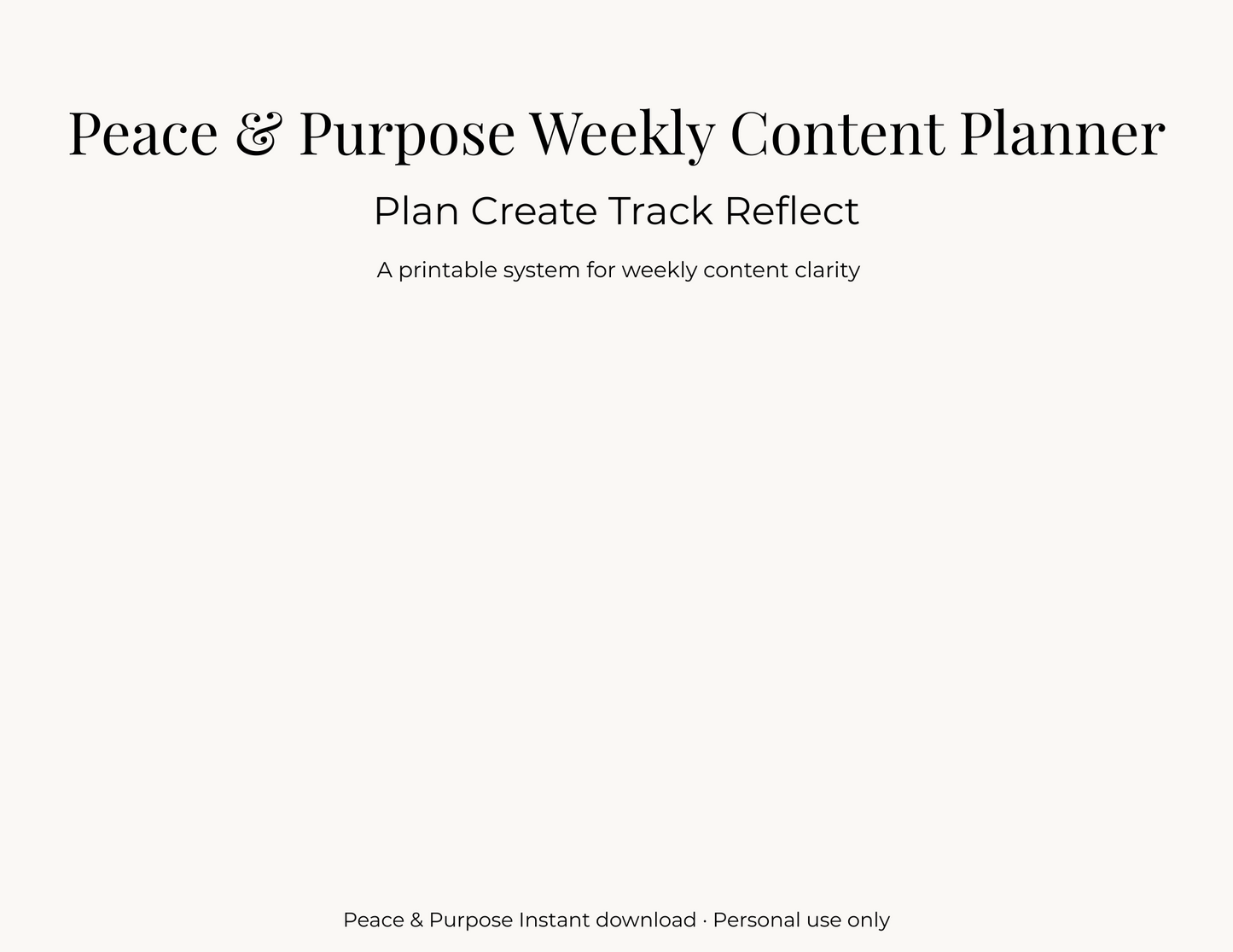 Peace & Purpose Content Planning Bundle Printable Weekly Strategy and Tracker