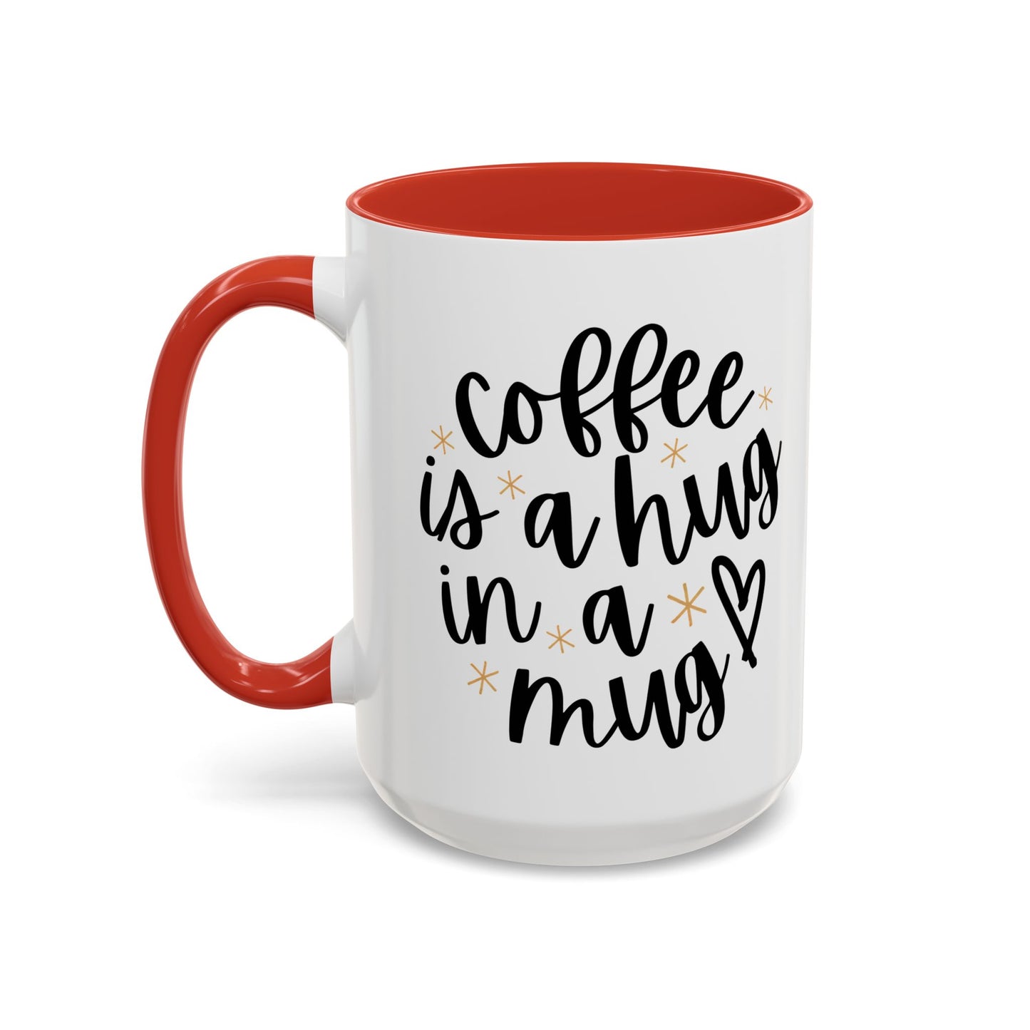 Coffee Mug — "Coffee Hugs & Love" Accent Ceramic Mug (11/15 oz)