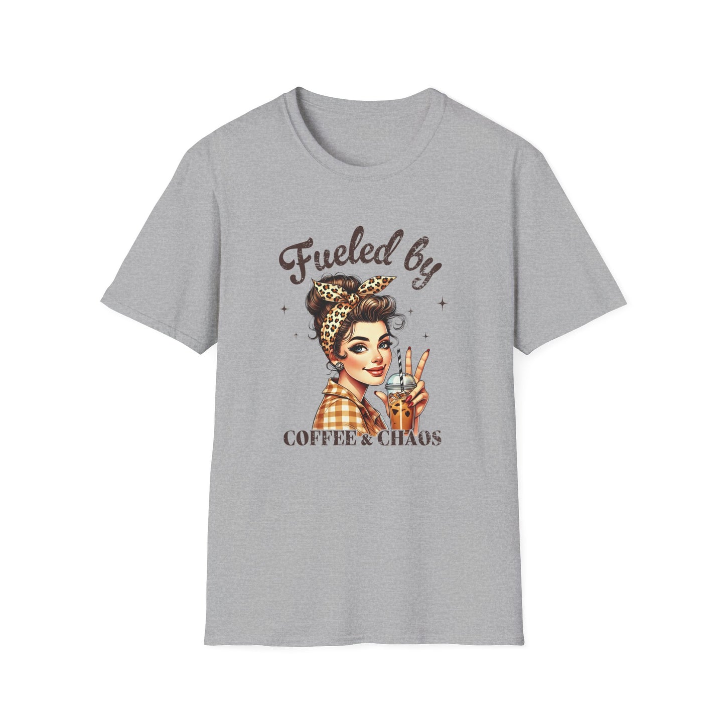 Fueled by Coffee & Chaos T-Shirt — Retro Rosie Woman Graphic Tee