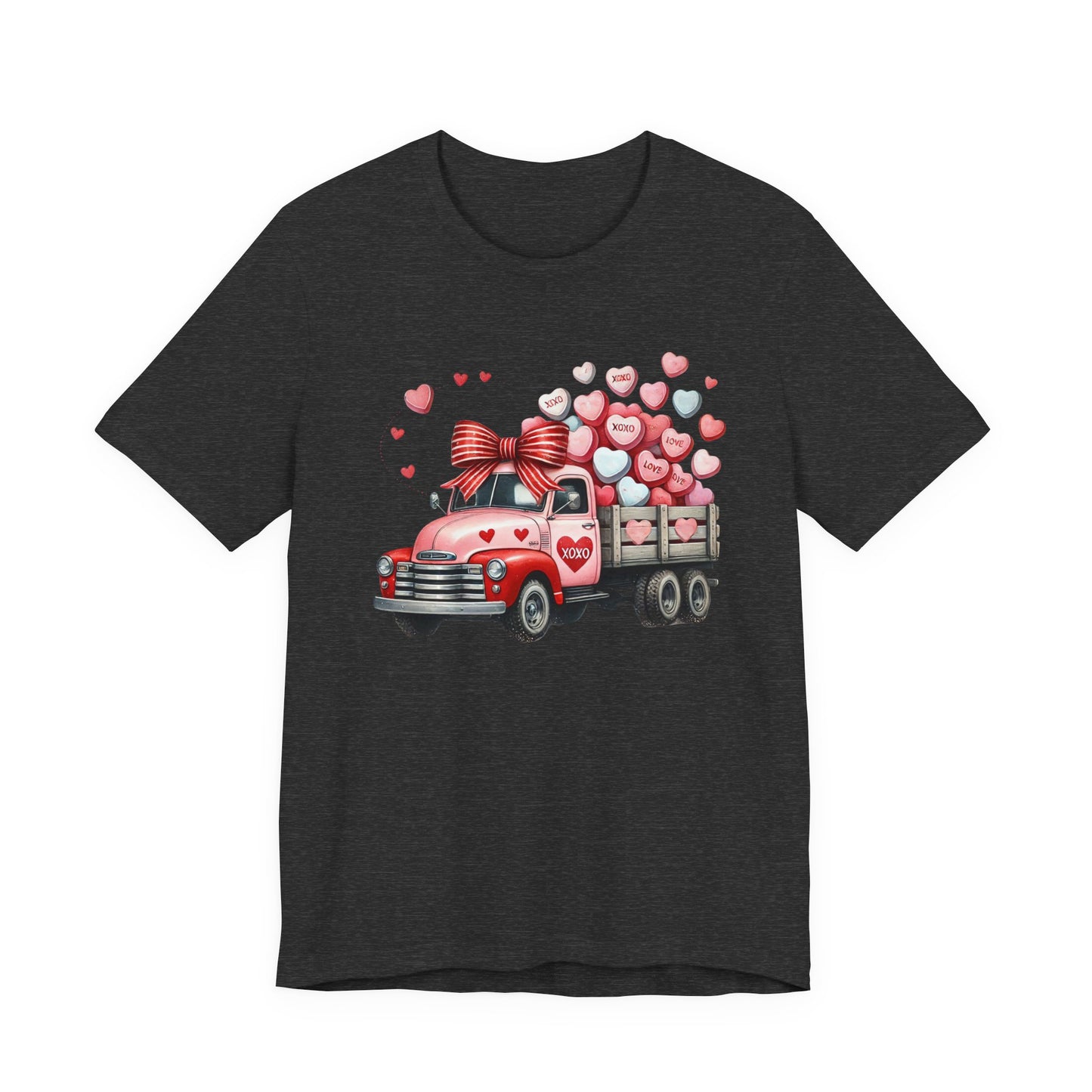 Valentine Vintage Truck T-Shirt — Red Truck Carrying Heart candy Tee