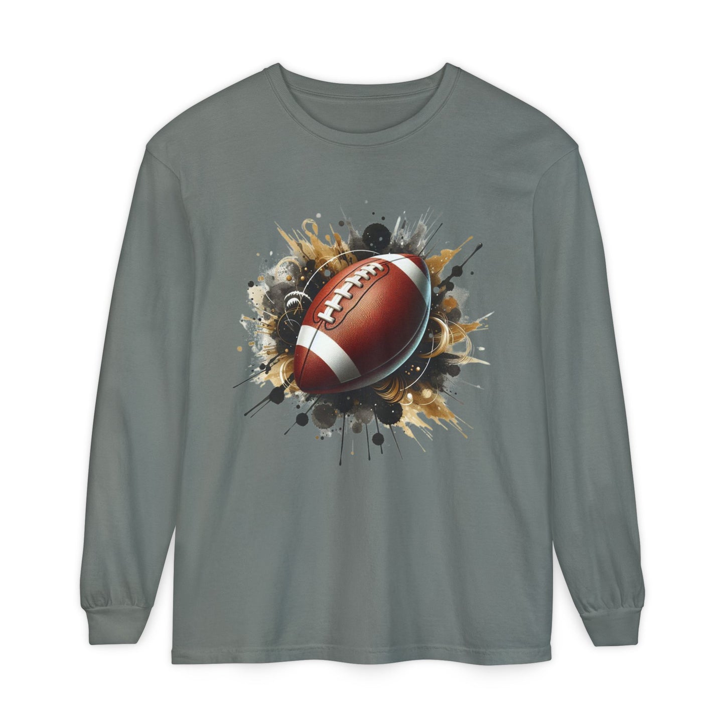 Football Splash Long Sleeve Tee — Grunge Football Graphic Shirt