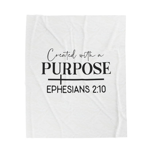 Created with a Purpose Velveteen Plush Blanket — Ephesians 2:10 Inspirational Throw