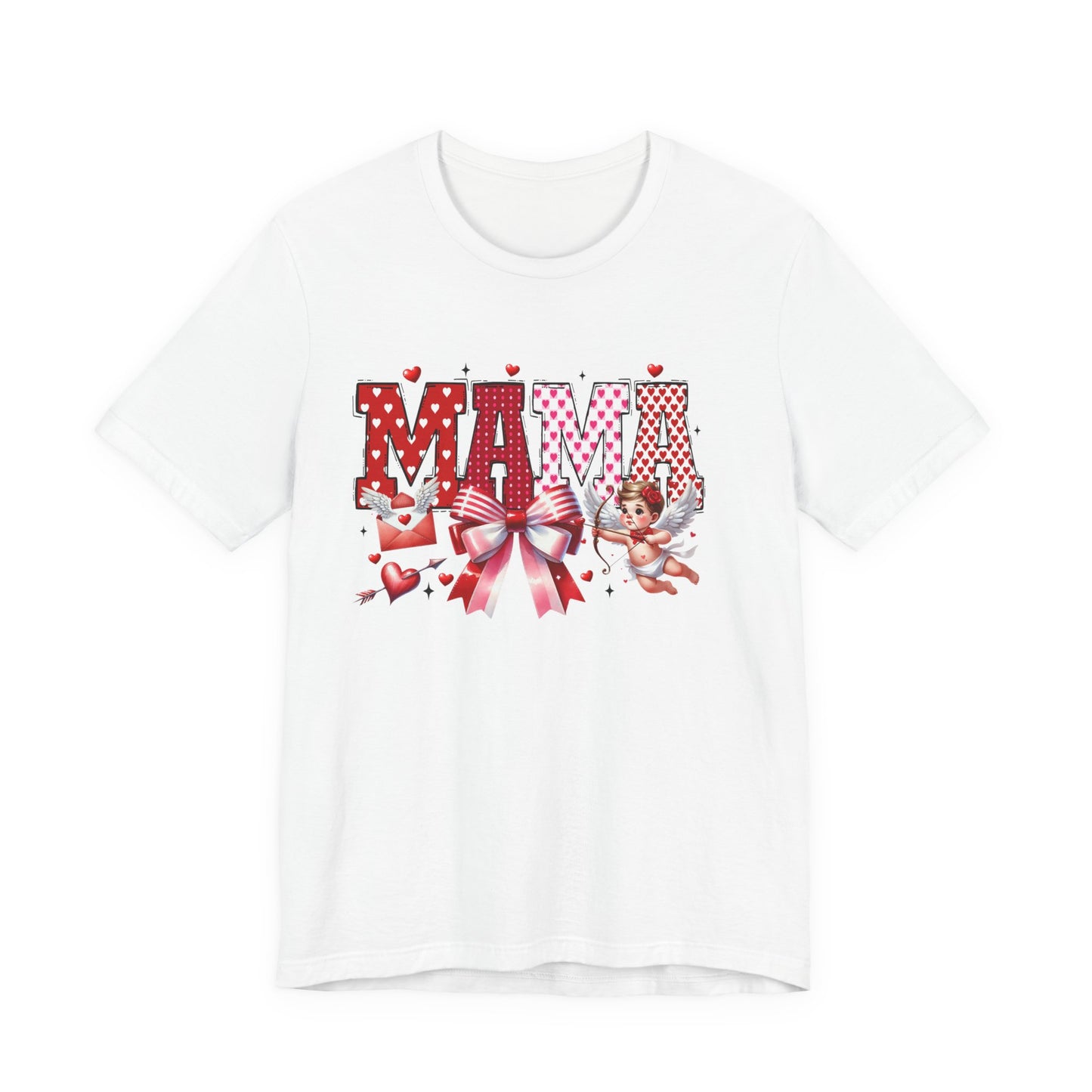Mama Valentine T‑Shirt — Cute Cherub & Bow Heart Graphic Tee