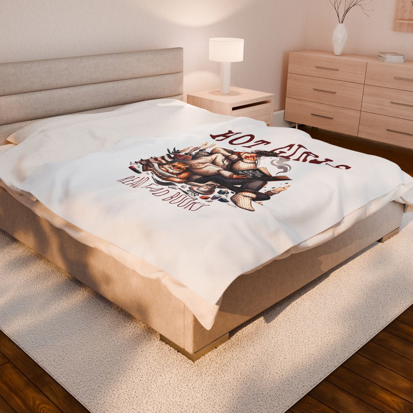 Velveteen Blanket — "Hot Girls Read Sad Books" Cozy Booklover Throw