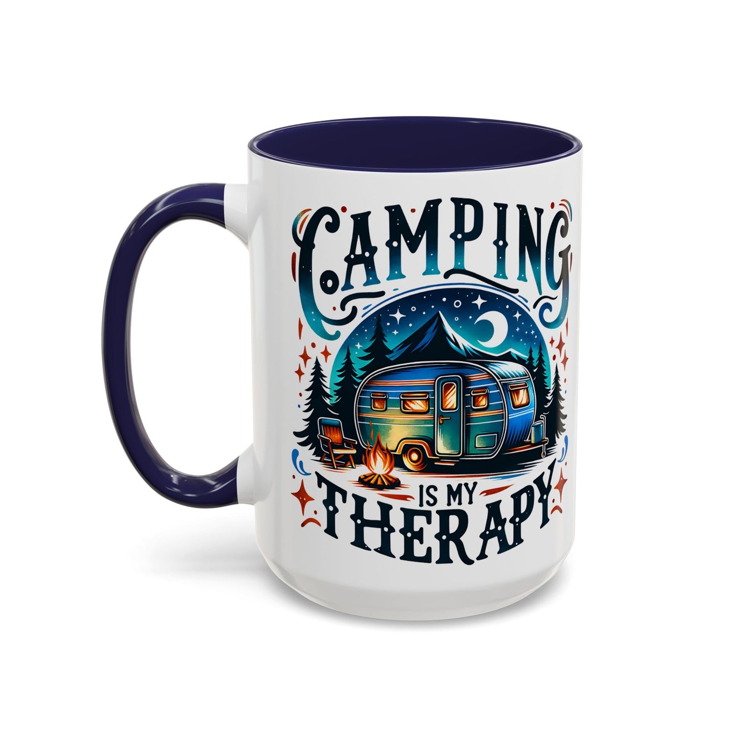 Camping Coffee Mug - 'Camping Is My Therapy' Accent Ceramic Mug (11/15oz)