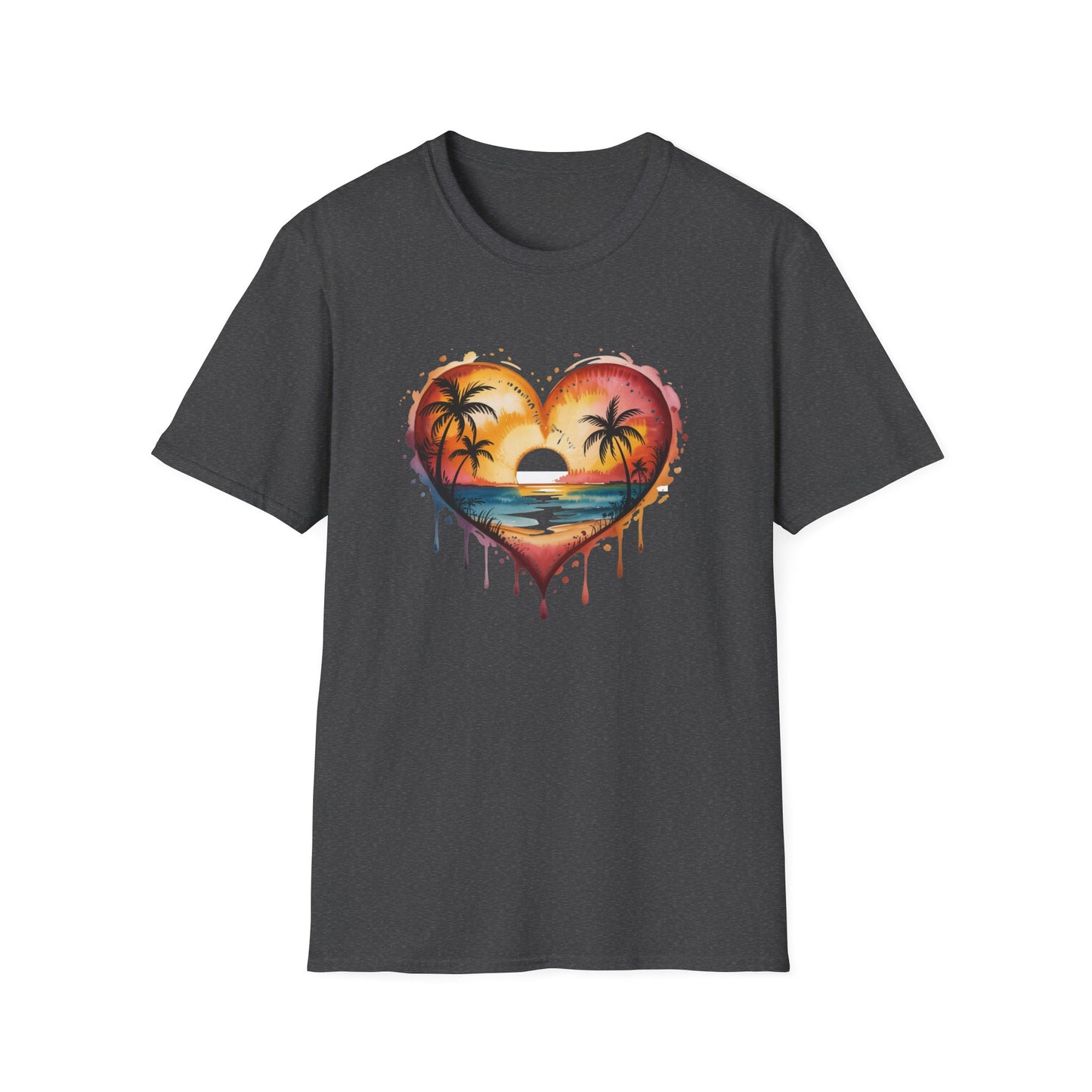 Sunset Heart T-Shirt — Tropical Palm Beach Graphic Tee