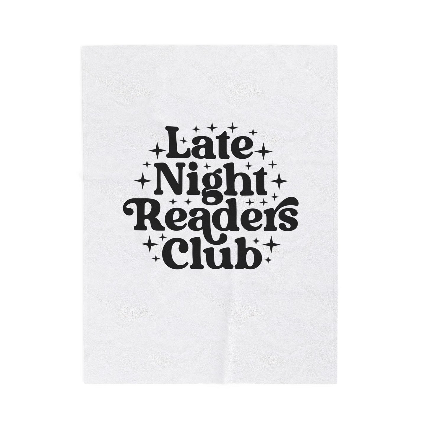 Plush Blanket — "Late Night Readers Club" Cozy Velveteen Throw for Book Lovers