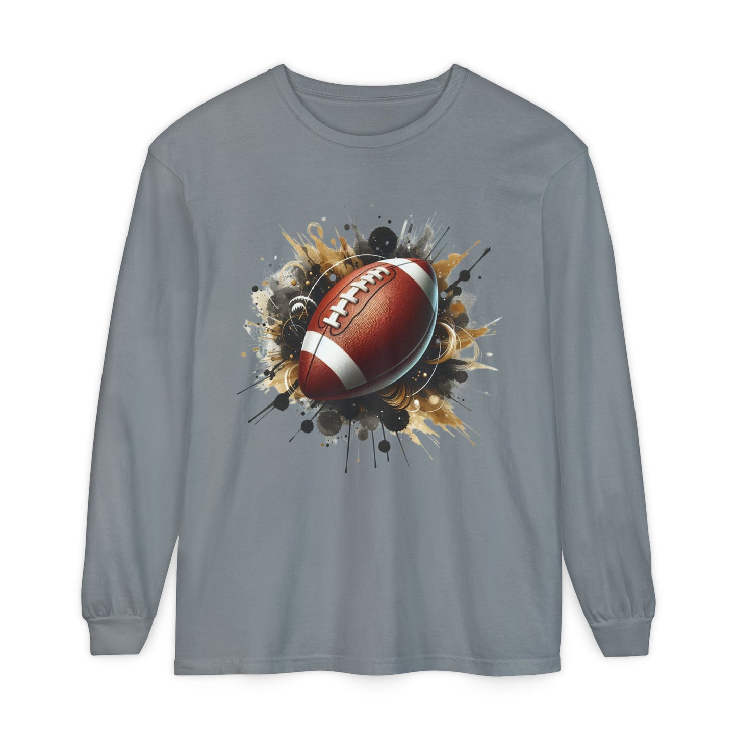 Football Splash Long Sleeve Tee — Grunge Football Graphic Shirt