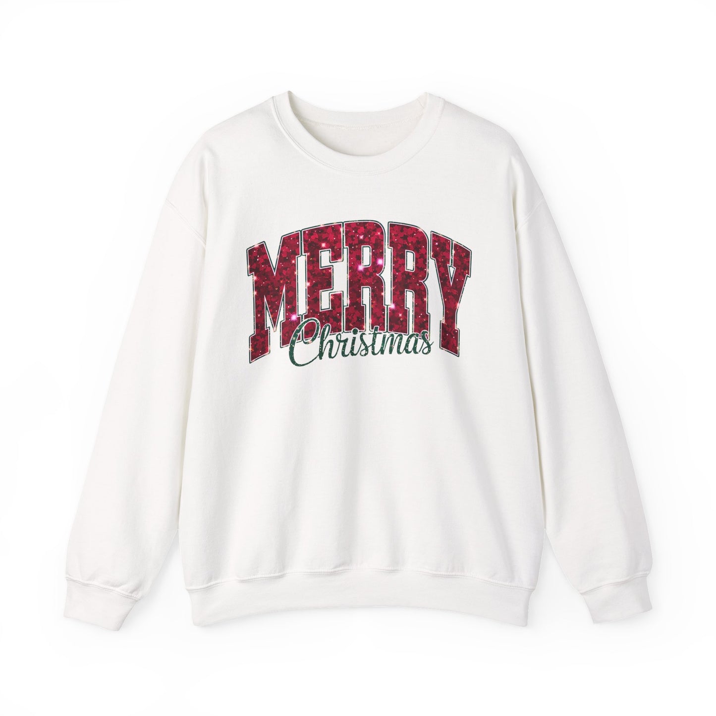 Christmas Sweatshirt — "Merry Christmas" Red Plaid Holiday Crewneck