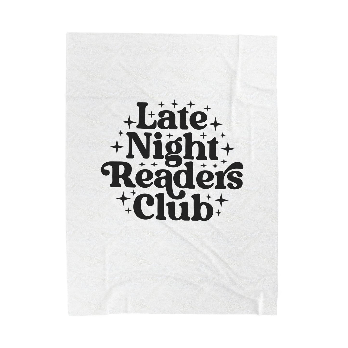Plush Blanket — "Late Night Readers Club" Cozy Velveteen Throw for Book Lovers