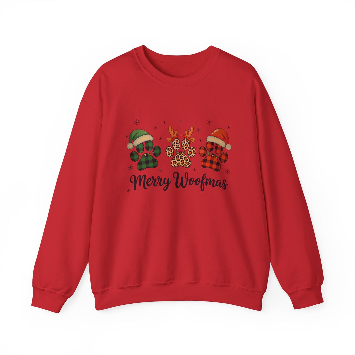 Merry Woofmas Sweatshirt — Cute Dog Paw Christmas Crewneck