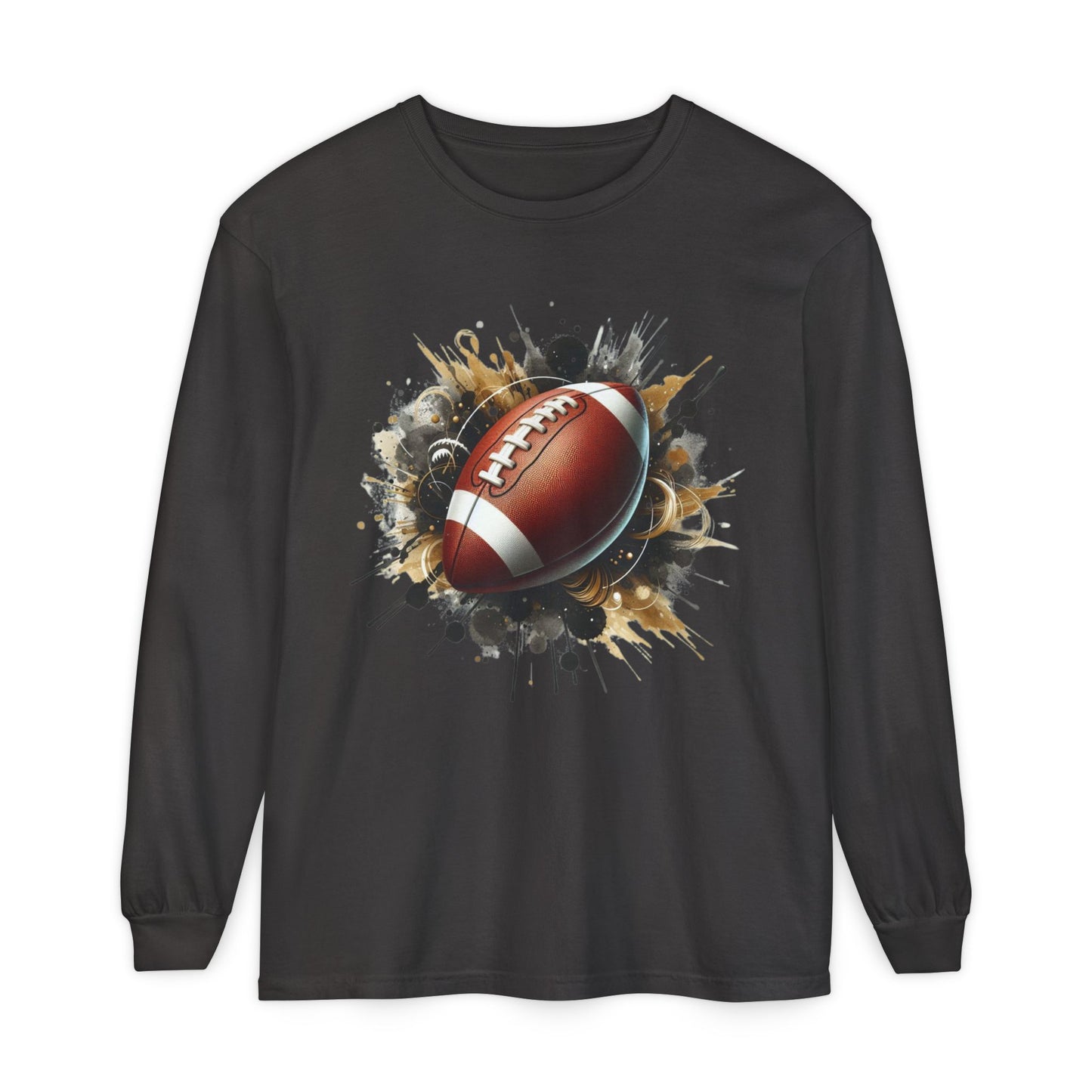 Football Splash Long Sleeve Tee — Grunge Football Graphic Shirt