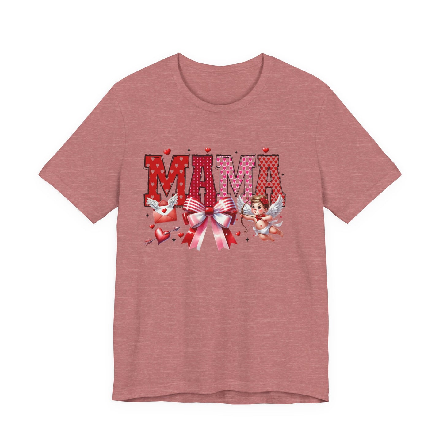 Mama Valentine T‑Shirt — Cute Cherub & Bow Heart Graphic Tee