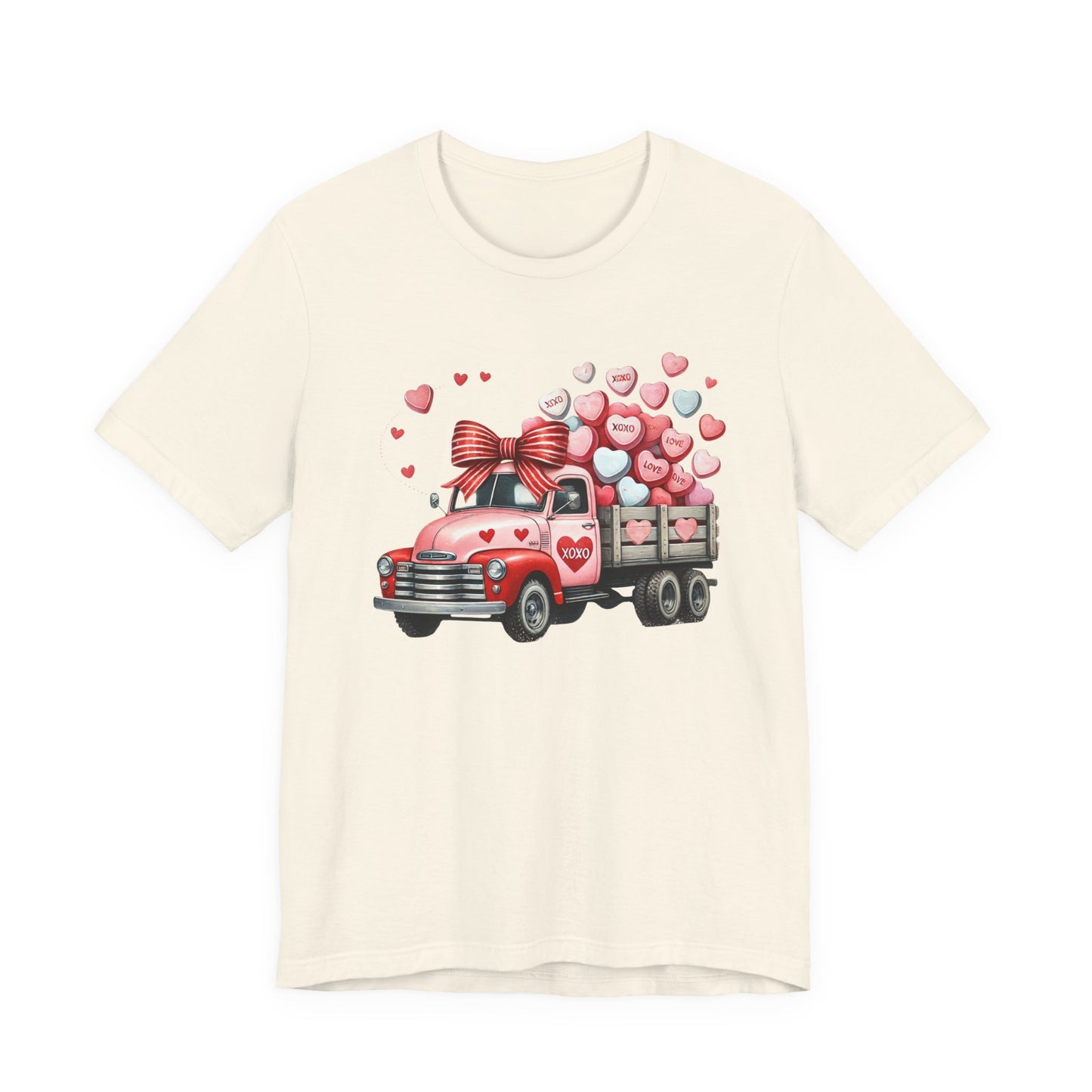 Valentine Vintage Truck T-Shirt — Red Truck Carrying Heart candy Tee