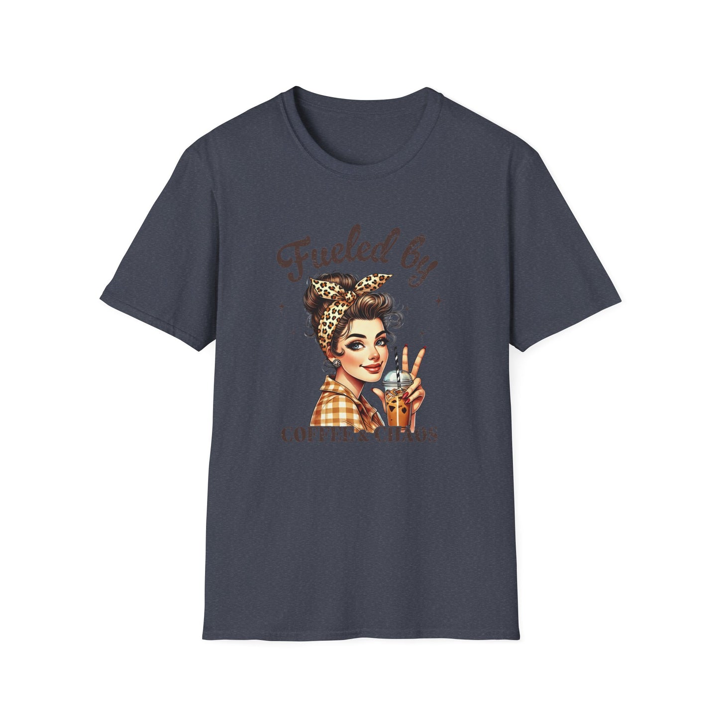 Fueled by Coffee & Chaos T-Shirt — Retro Rosie Woman Graphic Tee