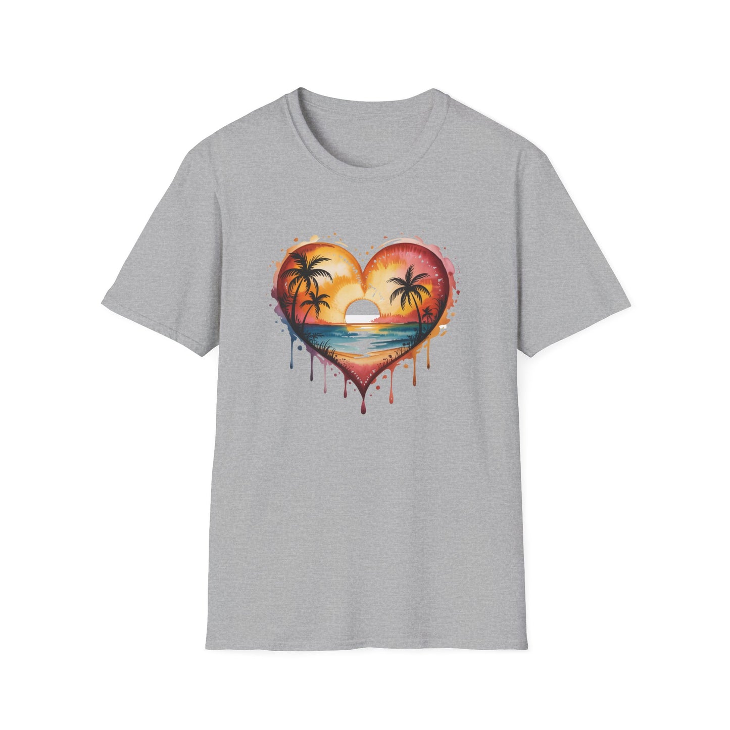 Sunset Heart T-Shirt — Tropical Palm Beach Graphic Tee
