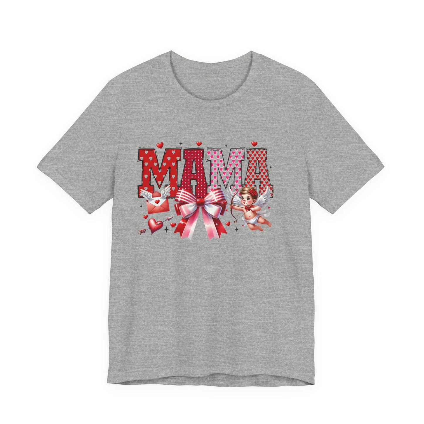 Mama Valentine T‑Shirt — Cute Cherub & Bow Heart Graphic Tee