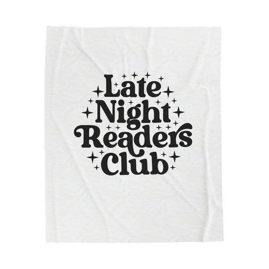 Plush Blanket — "Late Night Readers Club" Cozy Velveteen Throw for Book Lovers