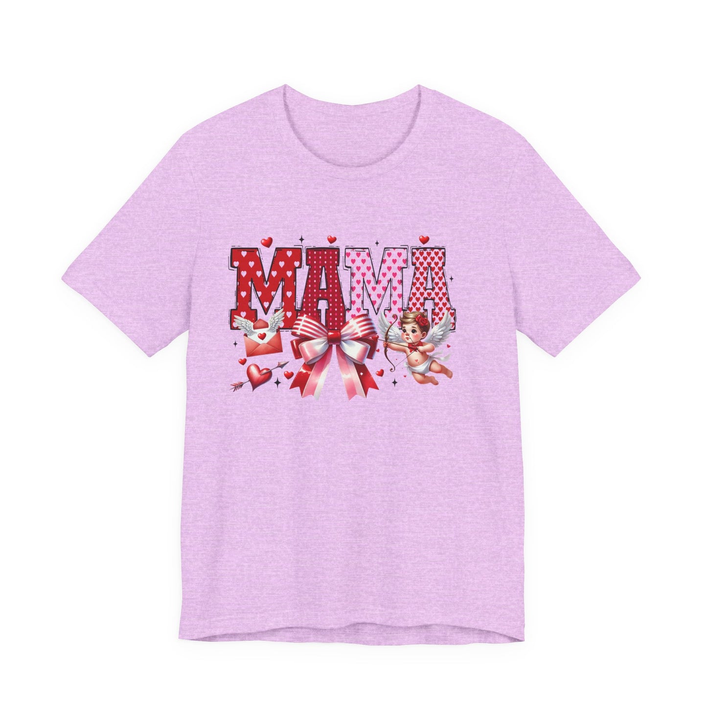 Mama Valentine T‑Shirt — Cute Cherub & Bow Heart Graphic Tee