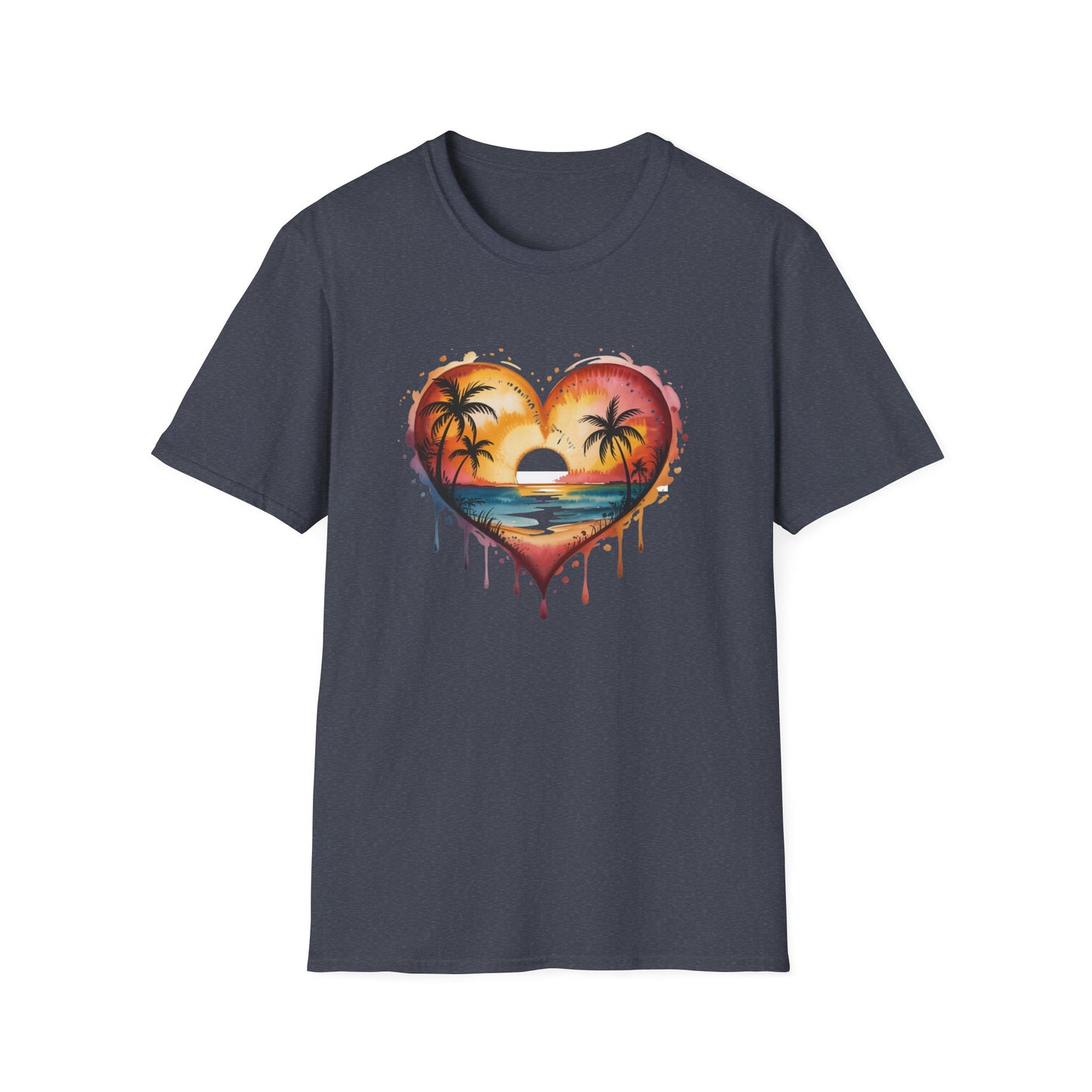 Sunset Heart T-Shirt — Tropical Palm Beach Graphic Tee