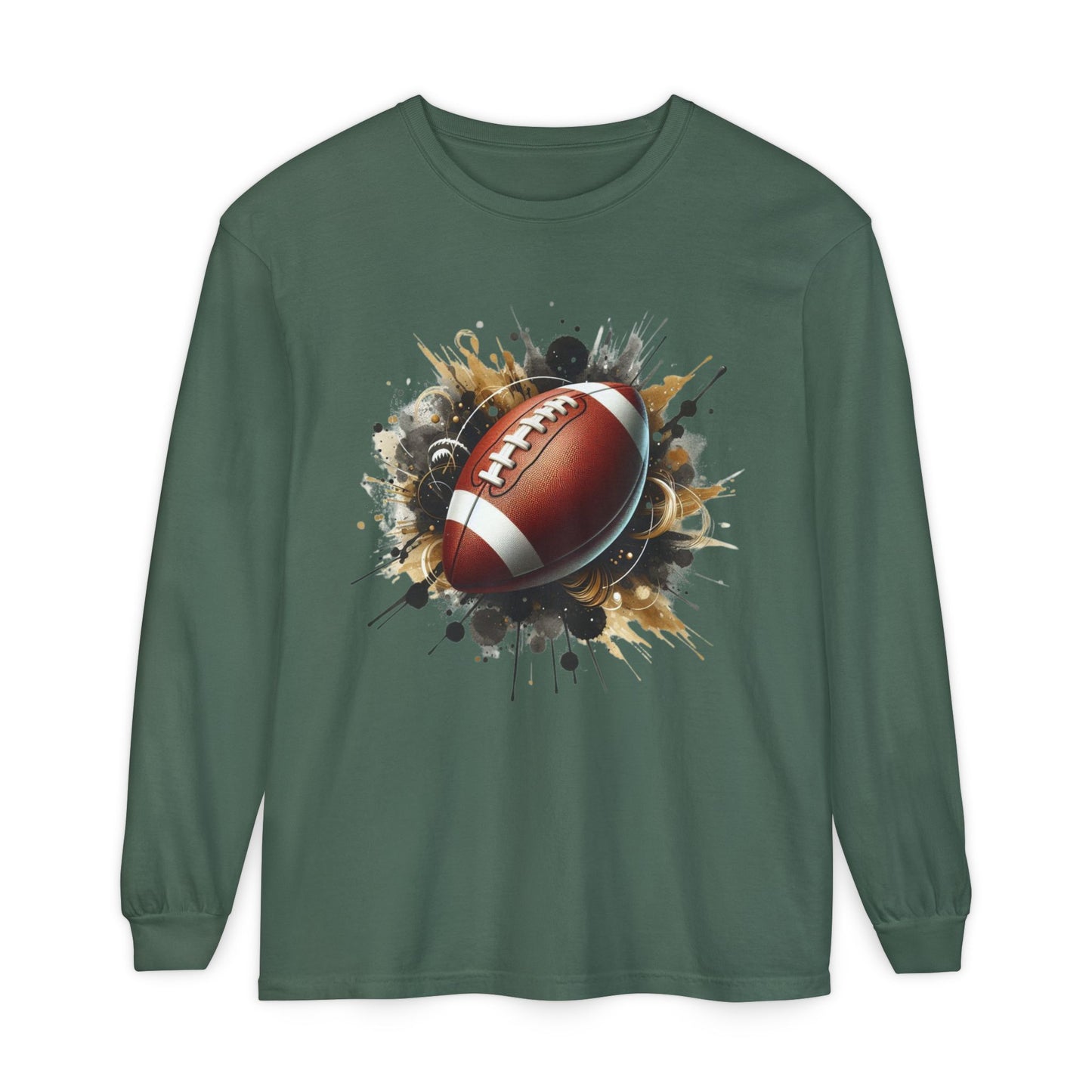 Football Splash Long Sleeve Tee — Grunge Football Graphic Shirt