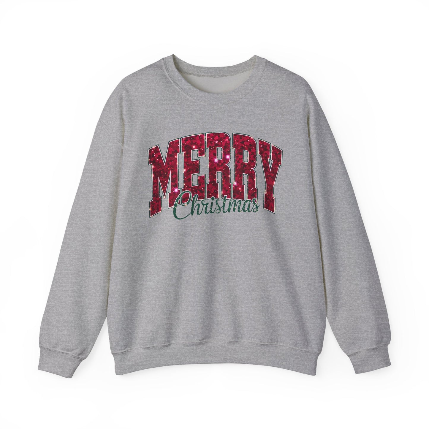 Christmas Sweatshirt — "Merry Christmas" Red Plaid Holiday Crewneck