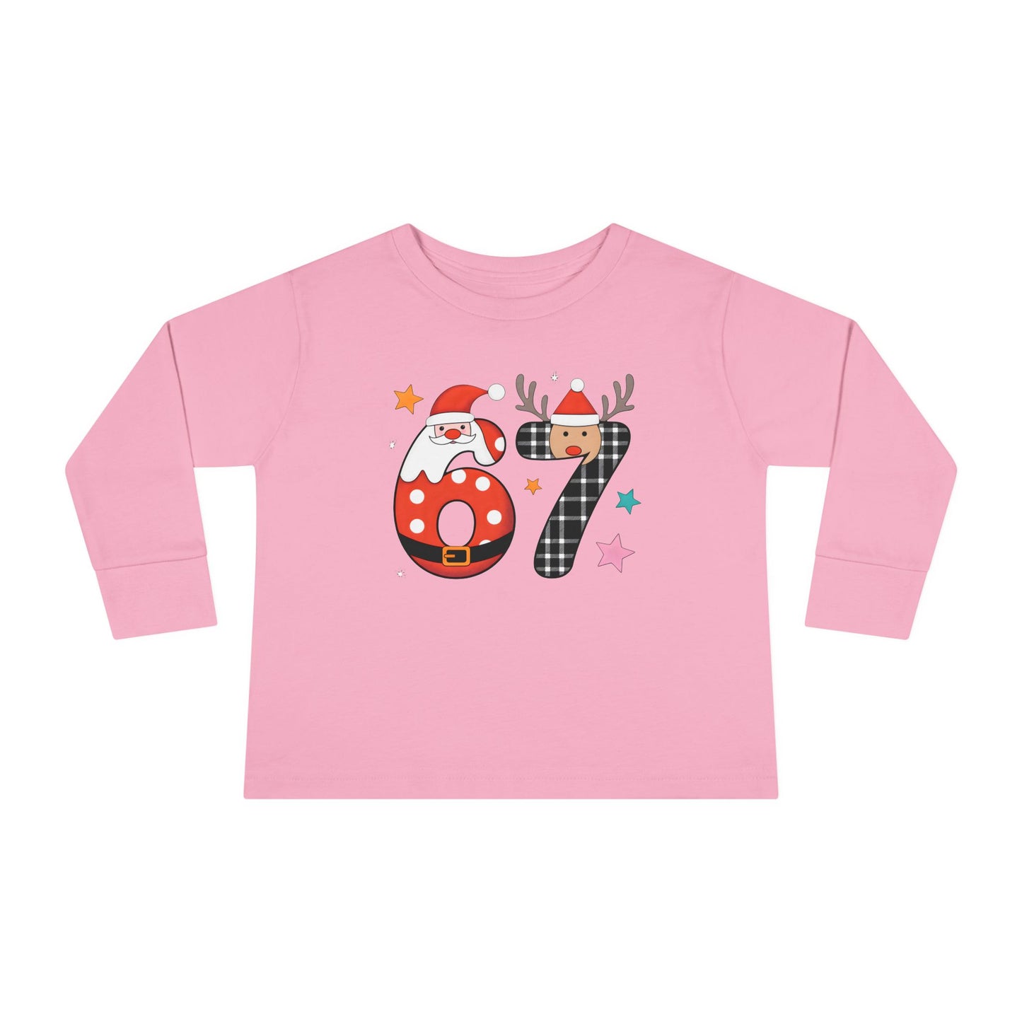 Toddler Long Sleeve Tee — Christmas 87 Santa & Reindeer Number Holiday Shirt