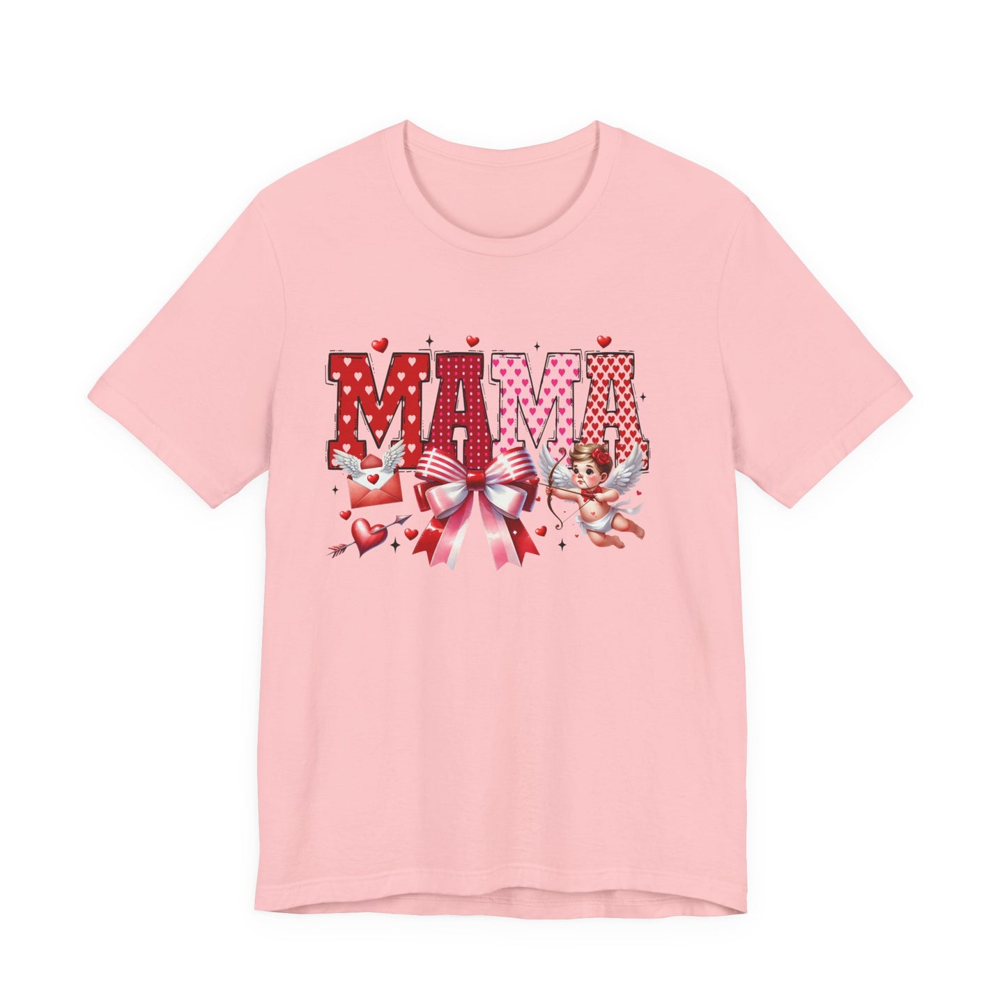 Mama Valentine T‑Shirt — Cute Cherub & Bow Heart Graphic Tee