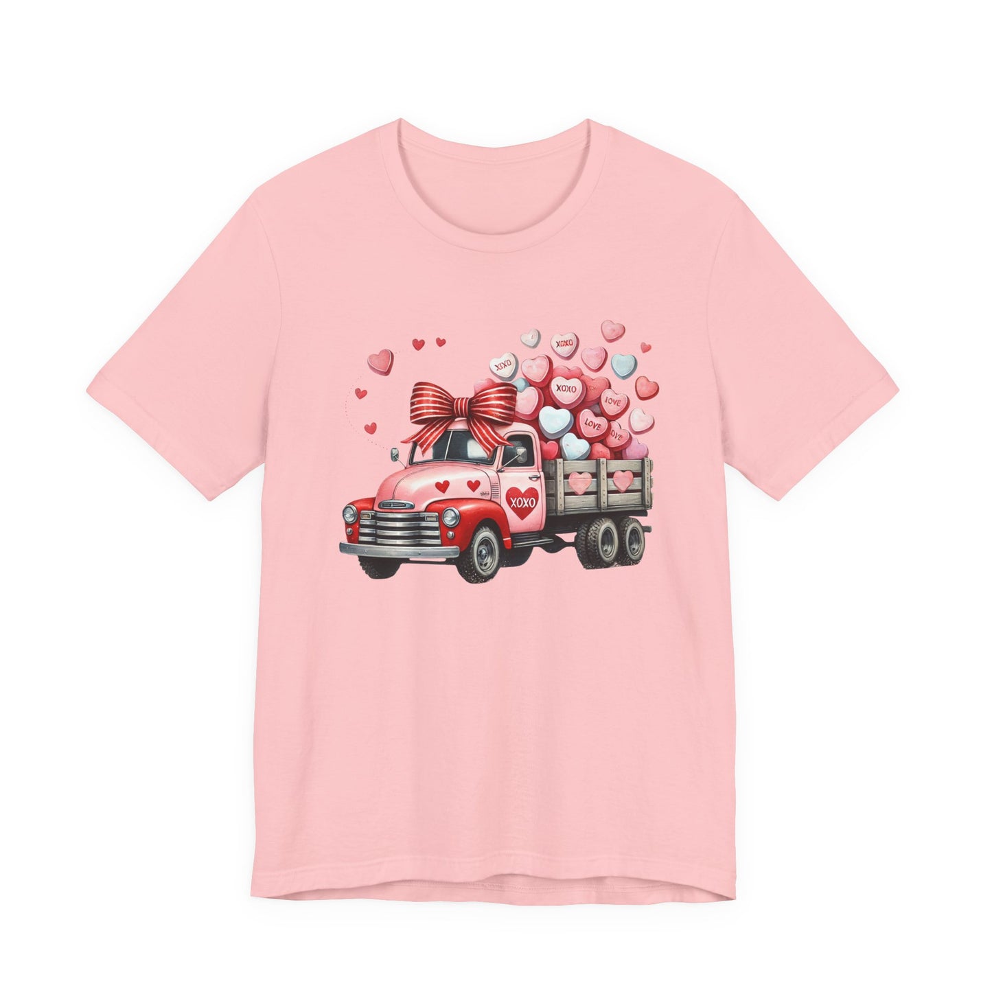 Valentine Vintage Truck T-Shirt — Red Truck Carrying Heart candy Tee