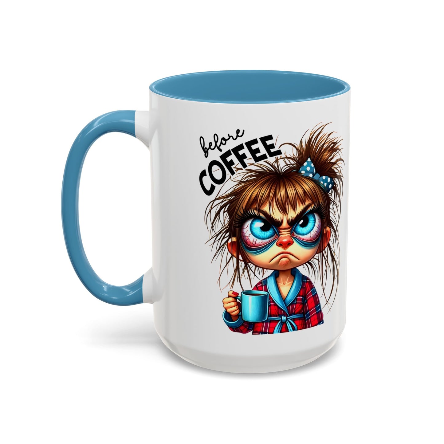 Fully Caffeinated Coffee Mug — Cute Messy Bun Girl Accent Mug (11/15oz)