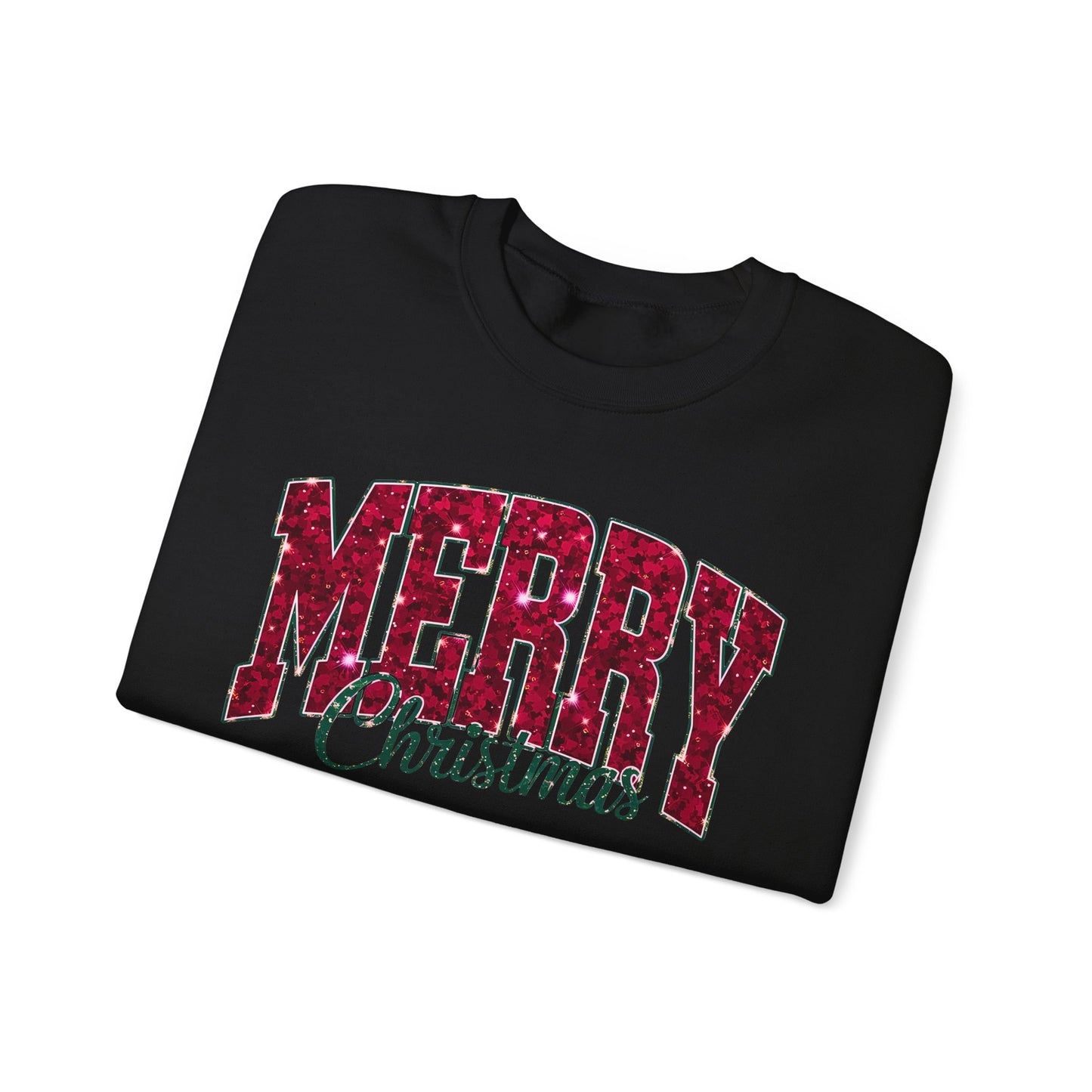 Christmas Sweatshirt — "Merry Christmas" Red Plaid Holiday Crewneck