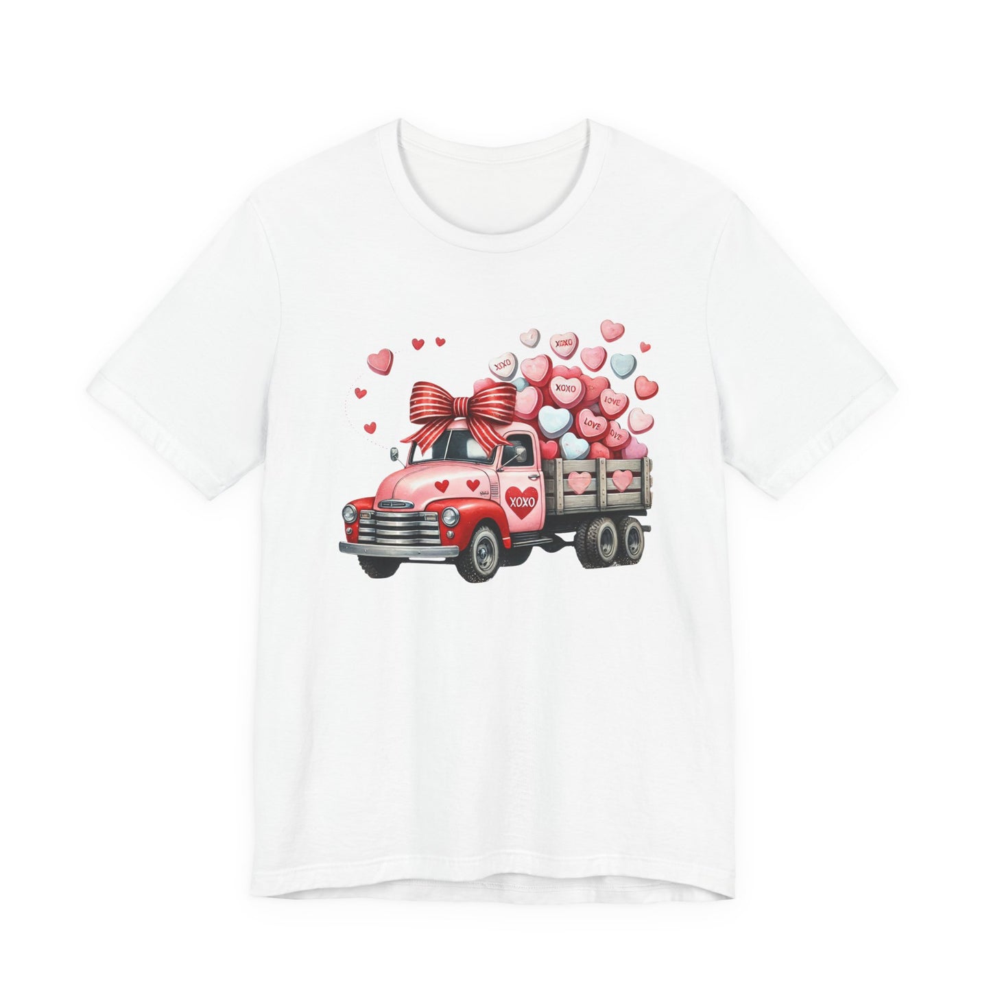Valentine Vintage Truck T-Shirt — Red Truck Carrying Heart candy Tee