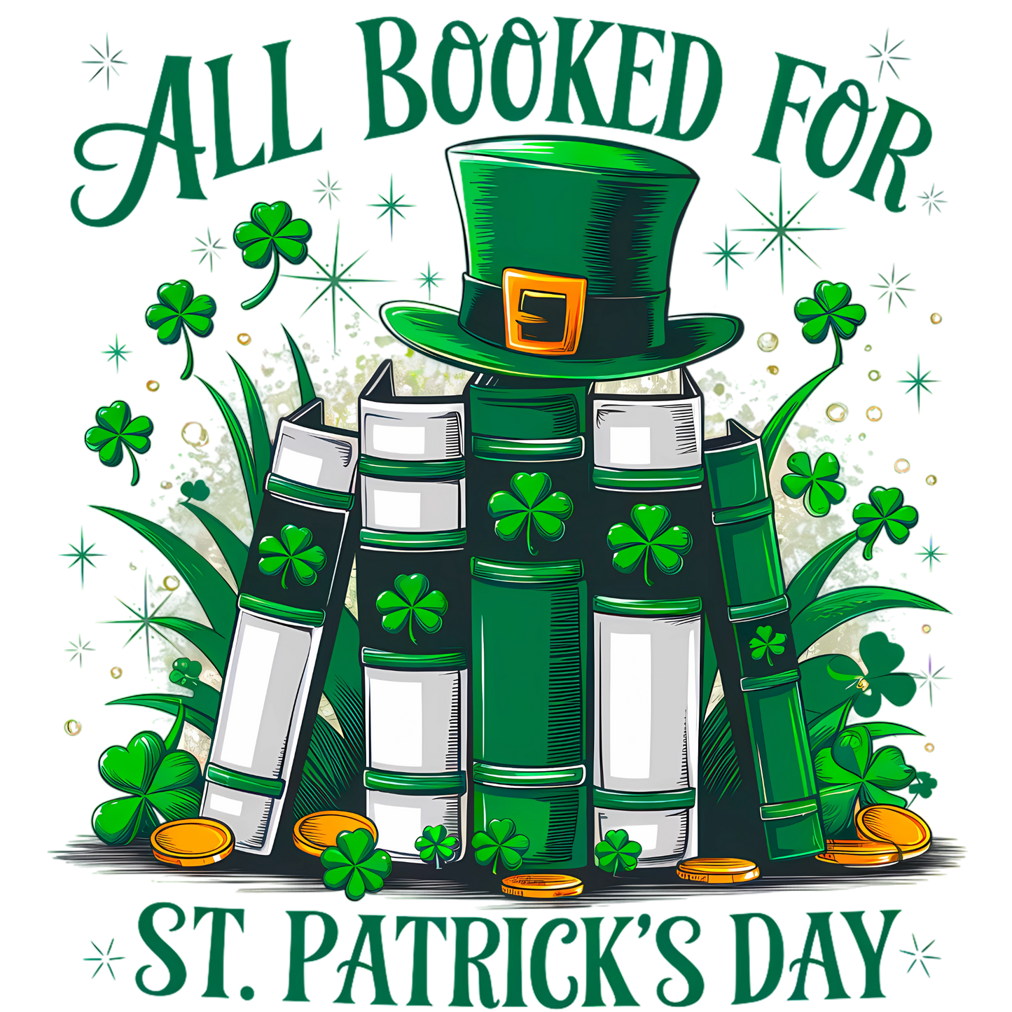 St. Patrick's Day Tote Bag — "All Booked For" Reading Shamrock Booklover Tote