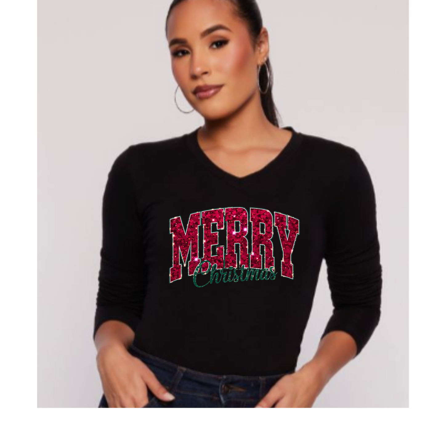 Christmas Sweatshirt — "Merry Christmas" Red Plaid Holiday Crewneck