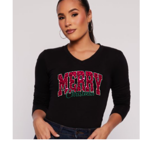 Christmas Sweatshirt — "Merry Christmas" Red Plaid Holiday Crewneck