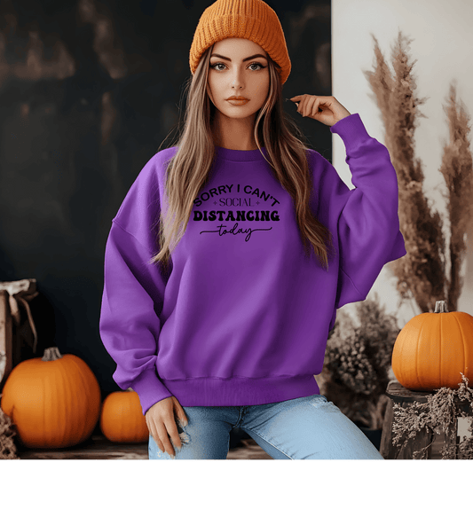 "Sorry I Can't Social Distancing Today" Long Sleeve Tee — Funny Social Distancing Shirt