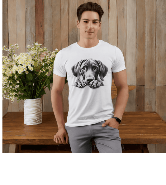 Dog Portrait T‑Shirt — Cute Paws Peeking Graphic Tee