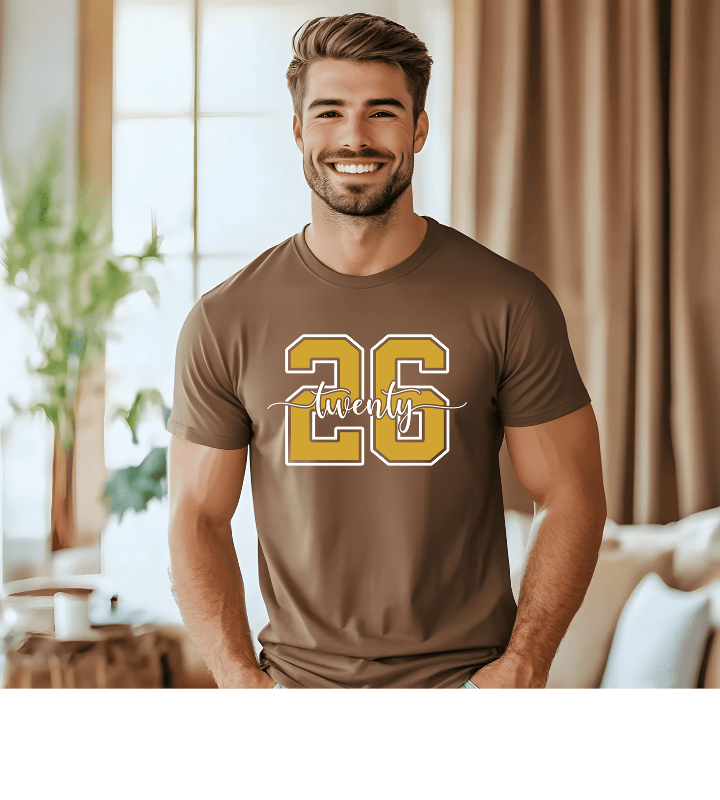 T-Shirt — Retro '26' Varsity Number Tee (twenty script)