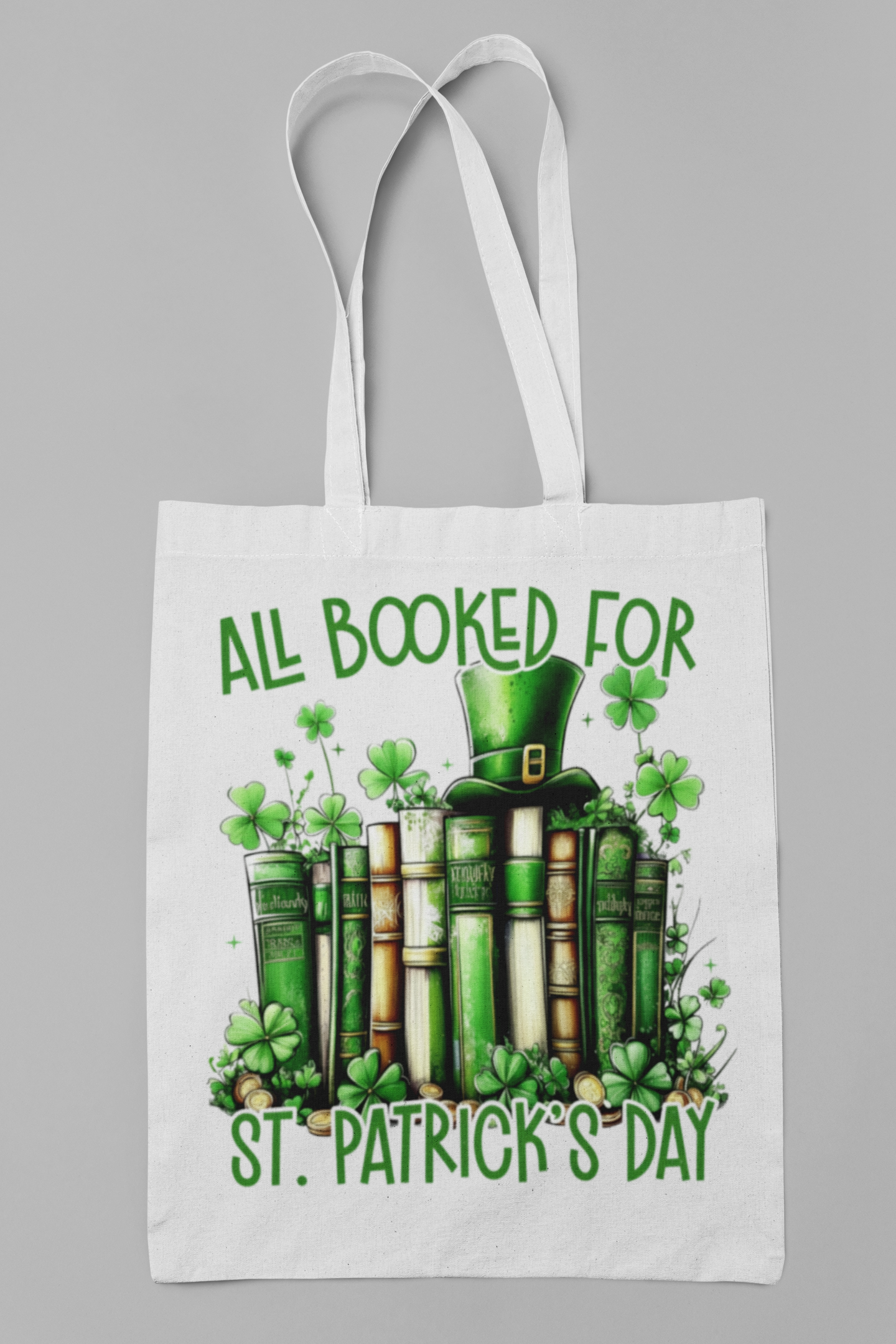 "All Booked for St. Patrick’s Day" Green Bookstack St. Patrick’s Tote