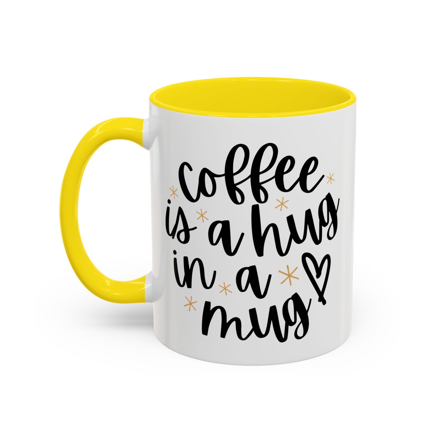 Coffee Mug — "Coffee Hugs & Love" Accent Ceramic Mug (11/15 oz)