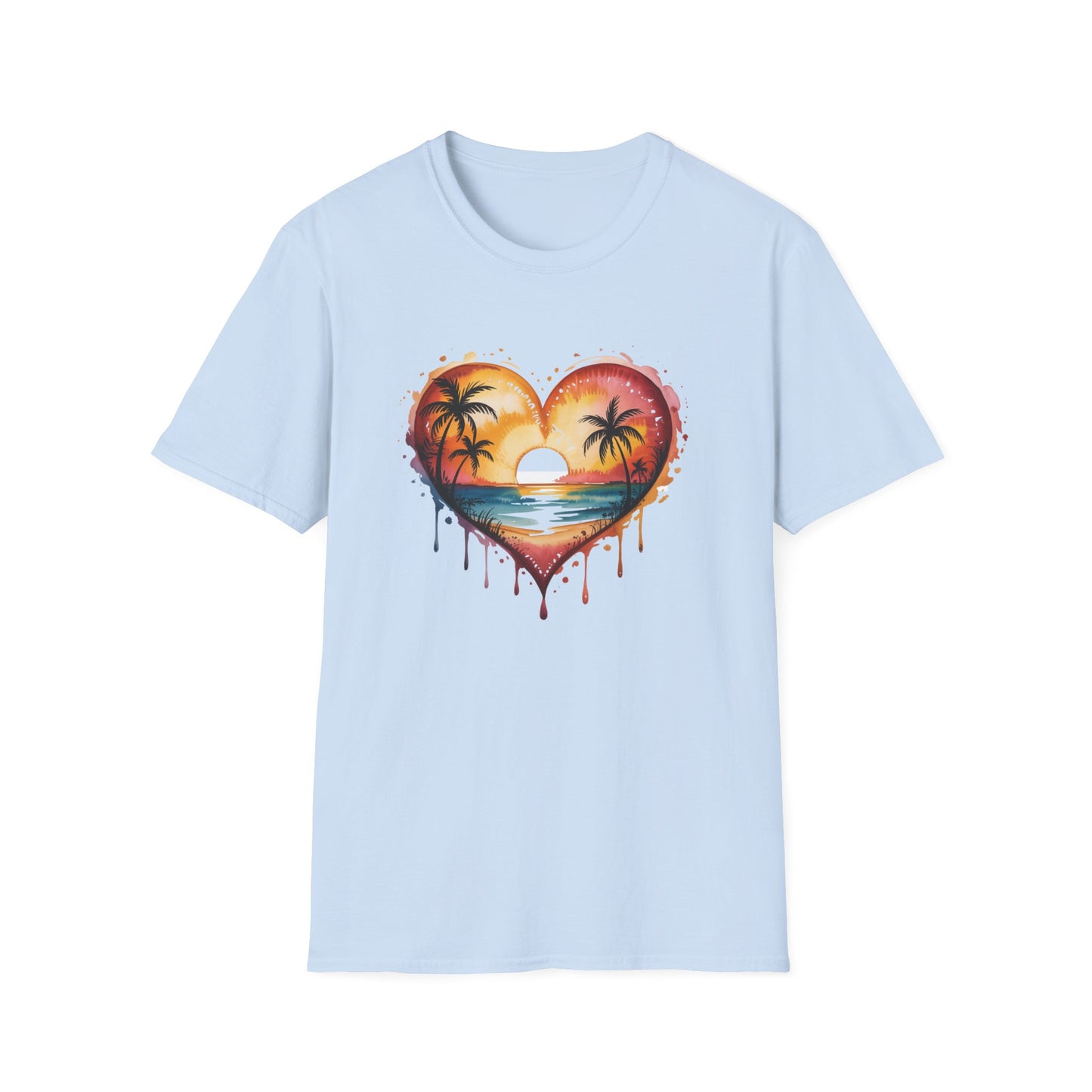 Sunset Heart T-Shirt — Tropical Palm Beach Graphic Tee