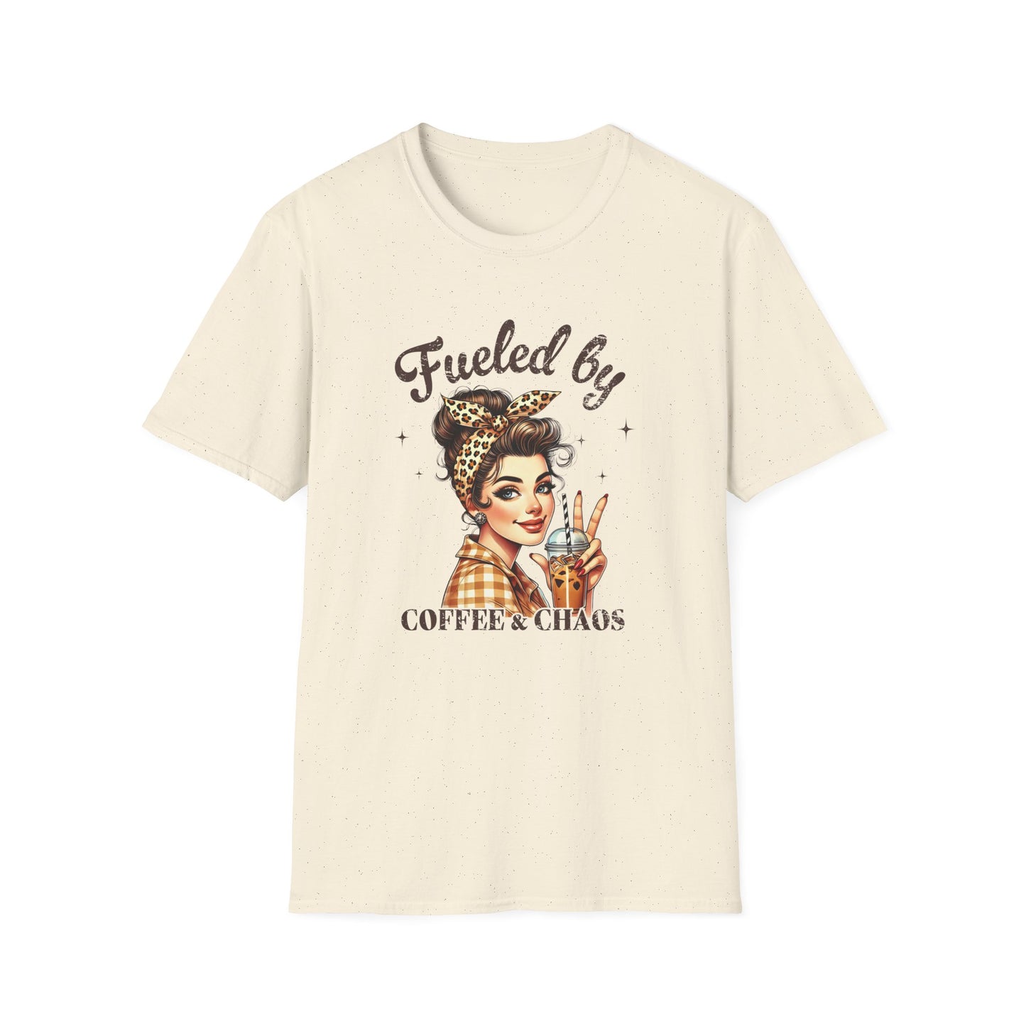 Fueled by Coffee & Chaos T-Shirt — Retro Rosie Woman Graphic Tee