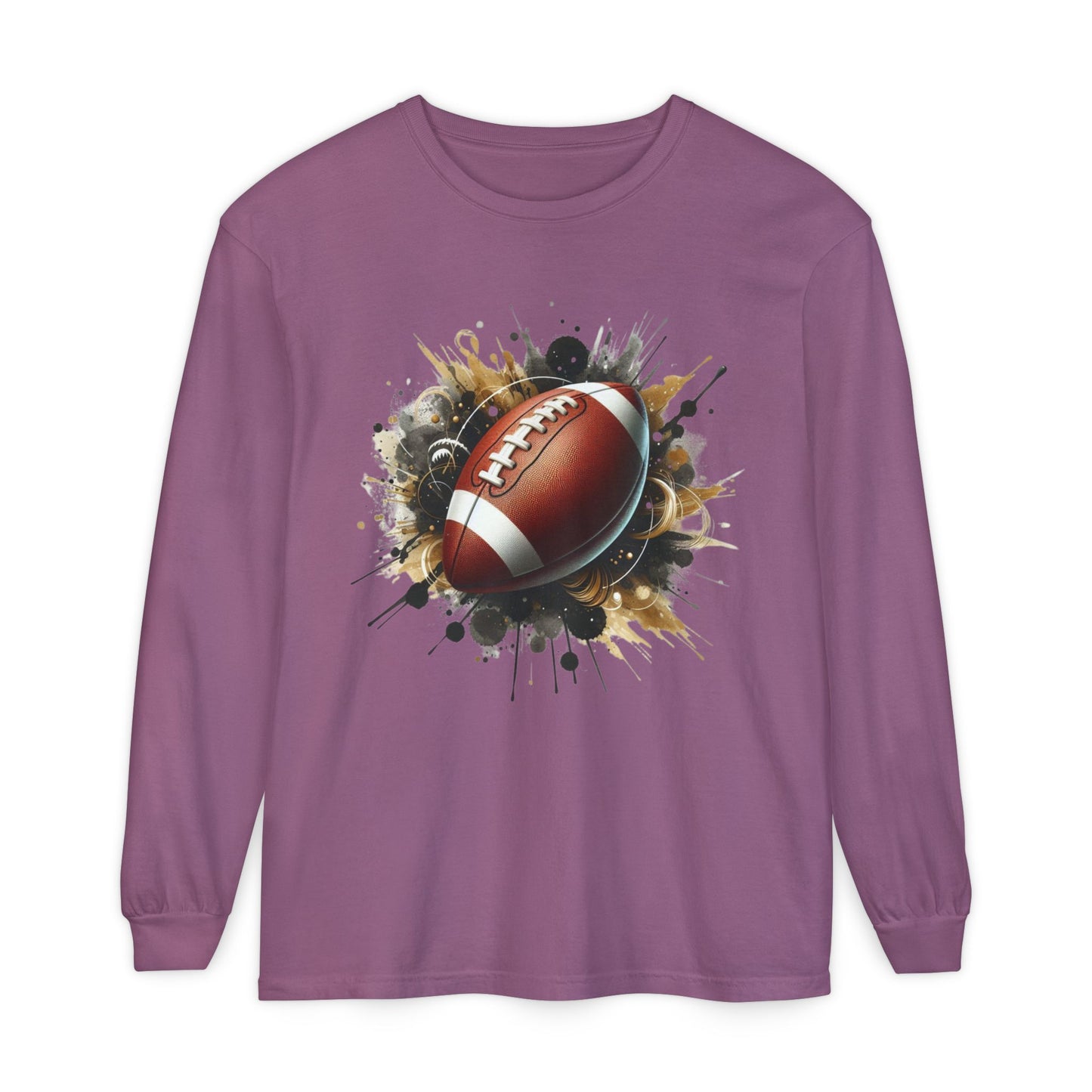 Football Splash Long Sleeve Tee — Grunge Football Graphic Shirt