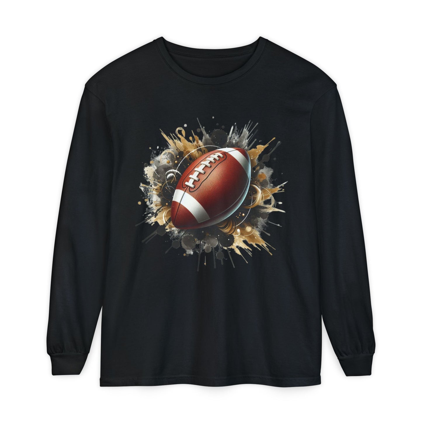 Football Splash Long Sleeve Tee — Grunge Football Graphic Shirt