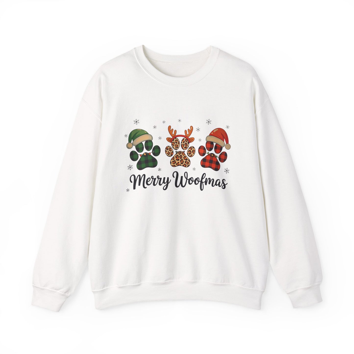 Merry Woofmas Sweatshirt — Cute Dog Paw Christmas Crewneck
