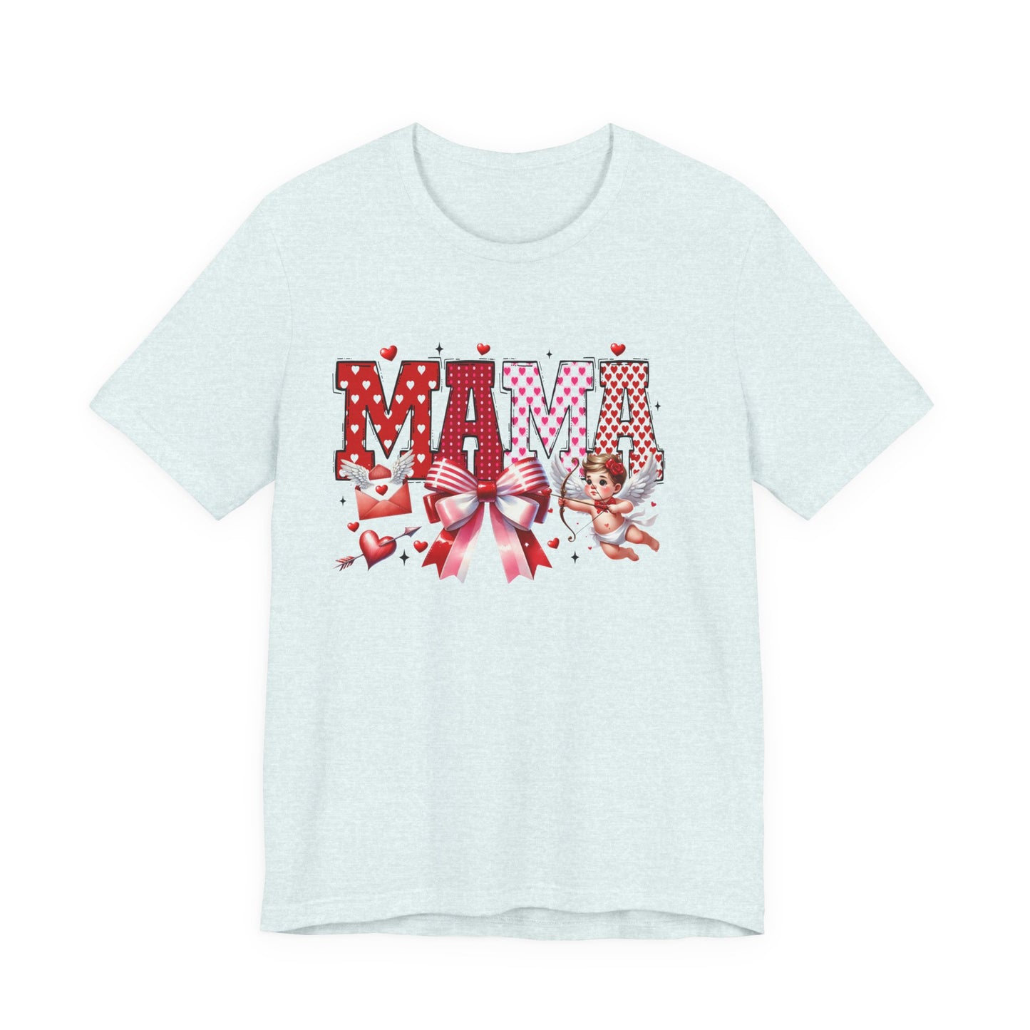 Mama Valentine T‑Shirt — Cute Cherub & Bow Heart Graphic Tee