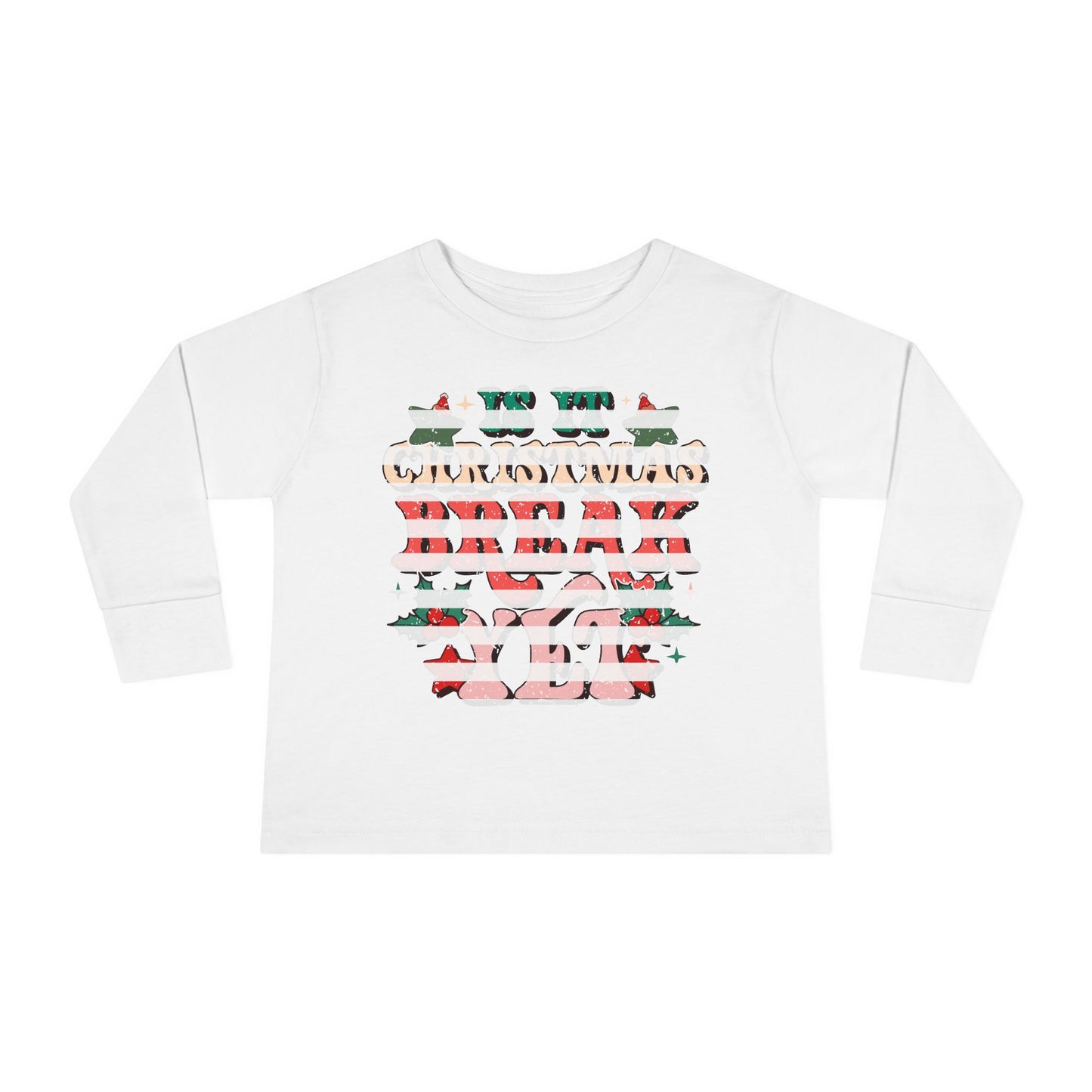 Toddler Long Sleeve Tee — Floral Striped Love Graphic