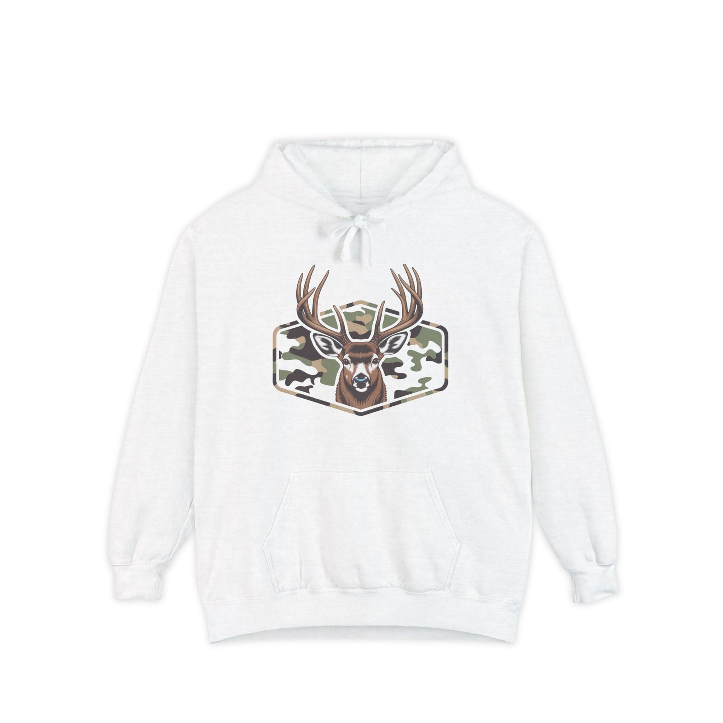 Deer Camo Patch Hoodie — Buck Antler Hunting Sweatshirt